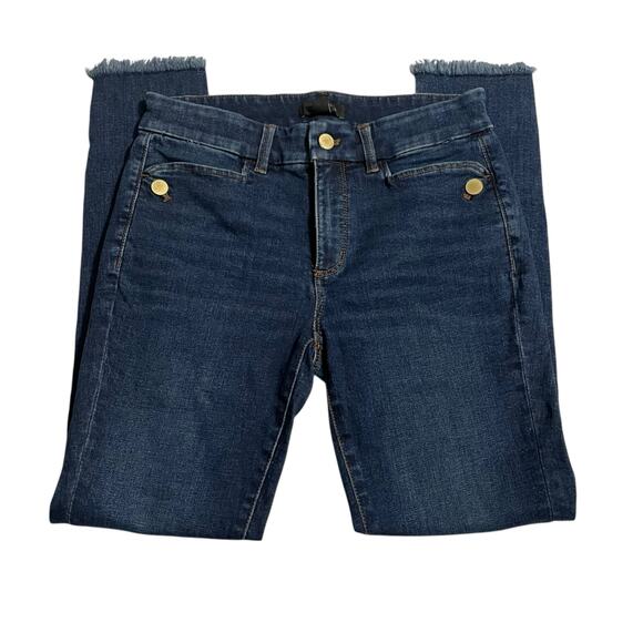 Ann Taylor Womens Jeans Size 4 The Skinny Raw Hem Mid Rise Dark Wash Blue Denim - Picture 4 of 12